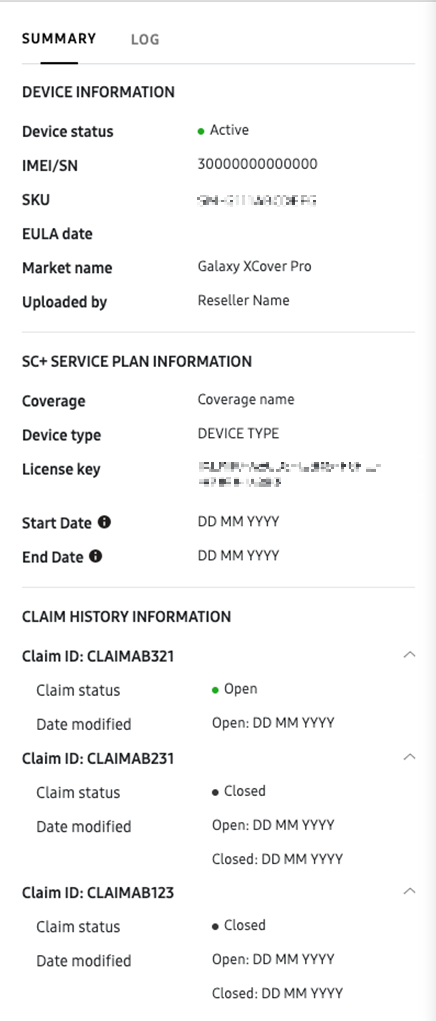 Device Details dialog