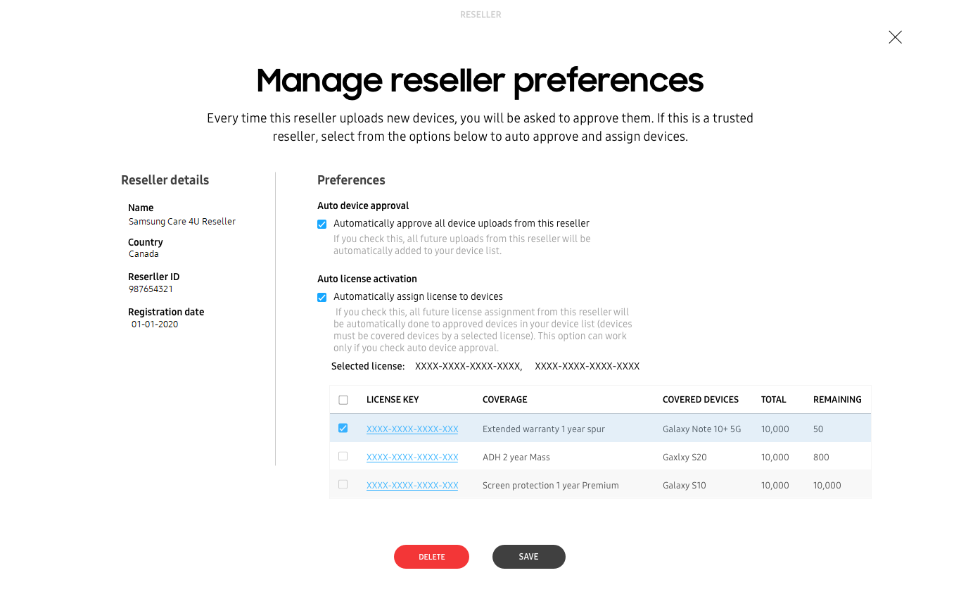 Reseller preferences