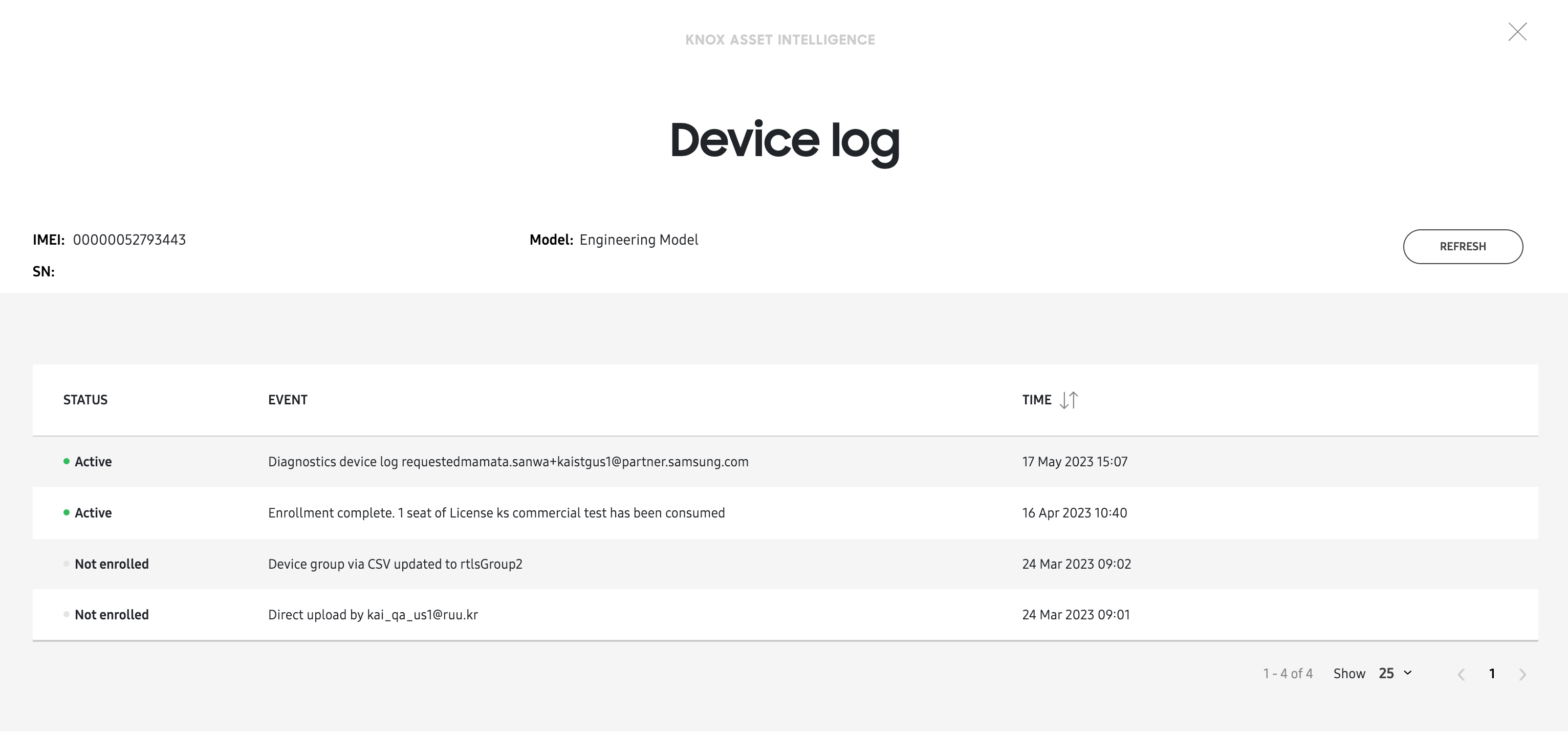 device log refresh