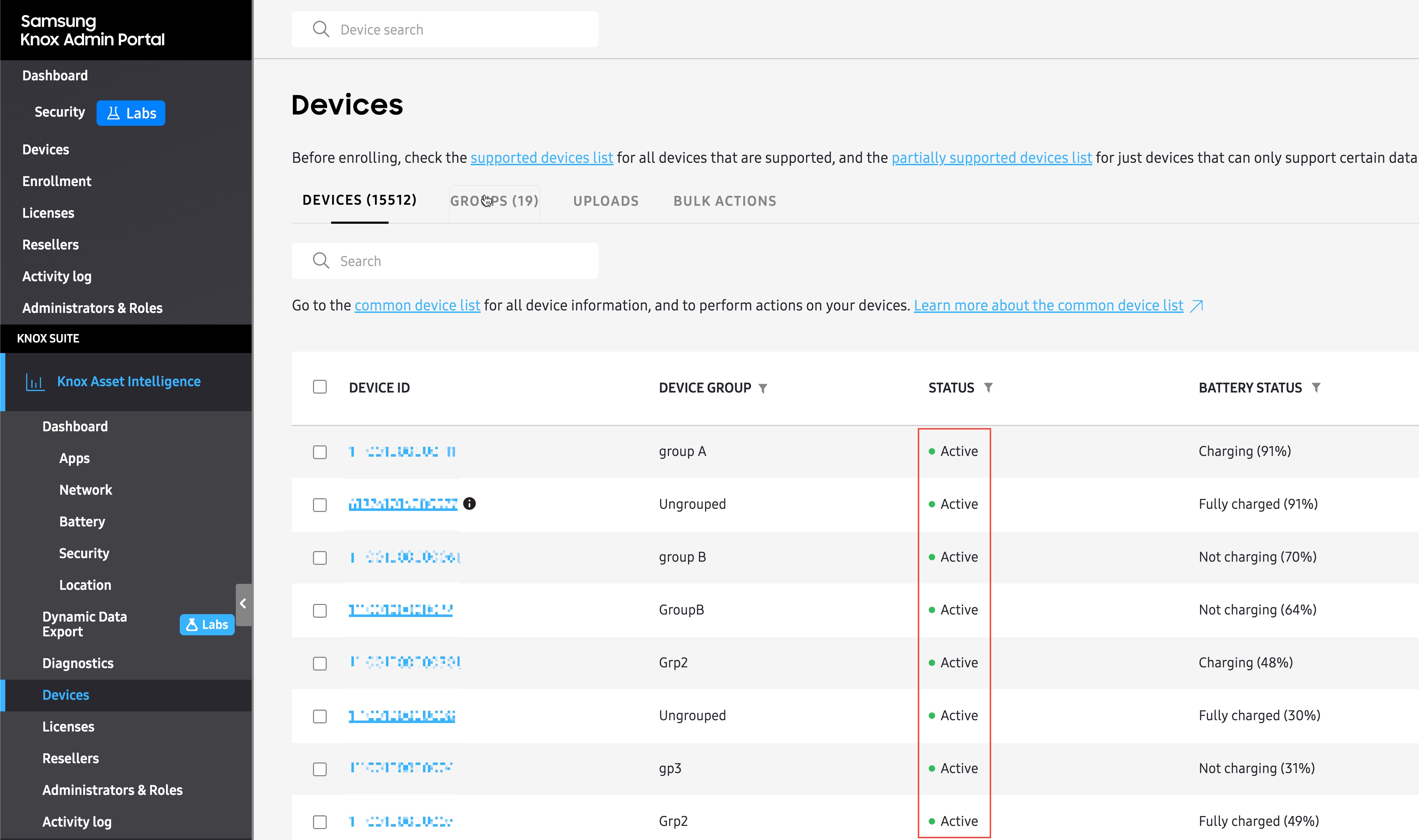 kai devices active status