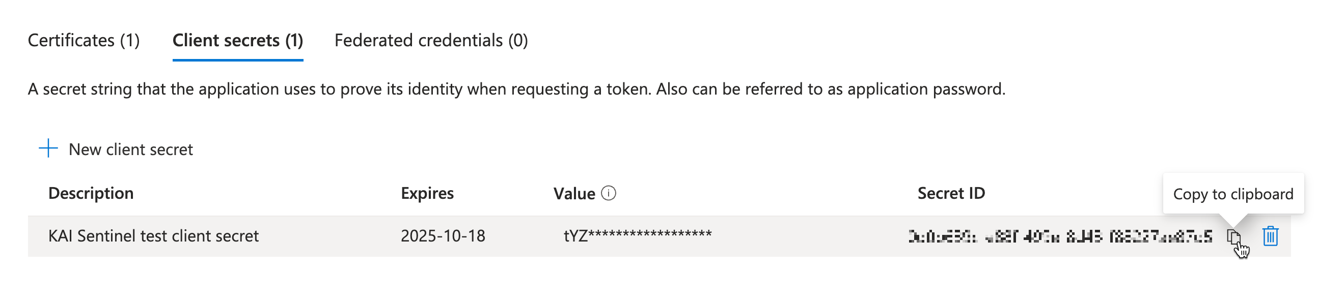 app registration client secret copy