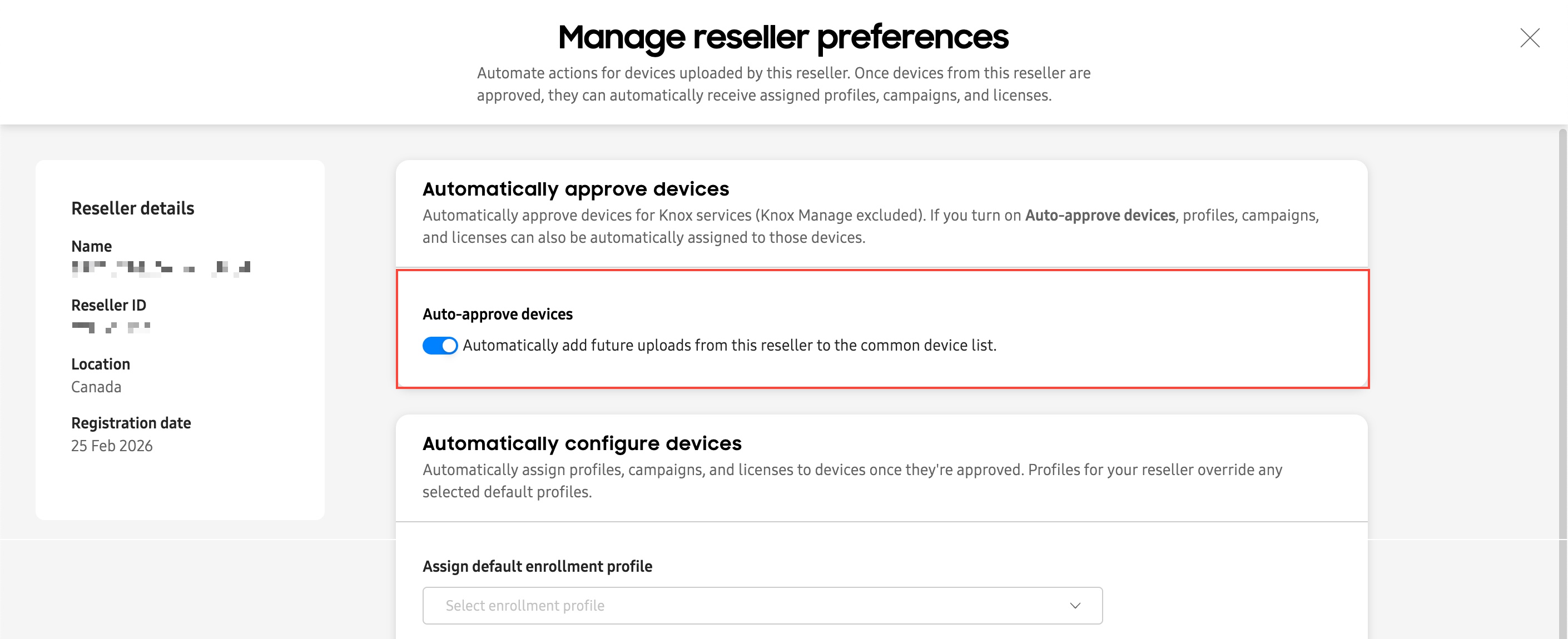 Manage reseller auto upload
