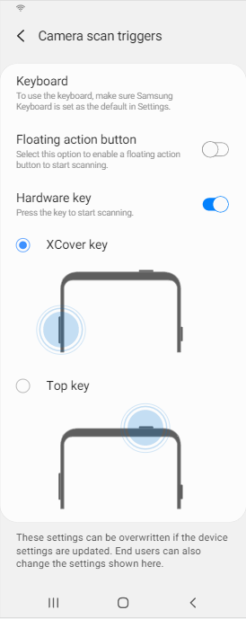 camera scan trigger menu