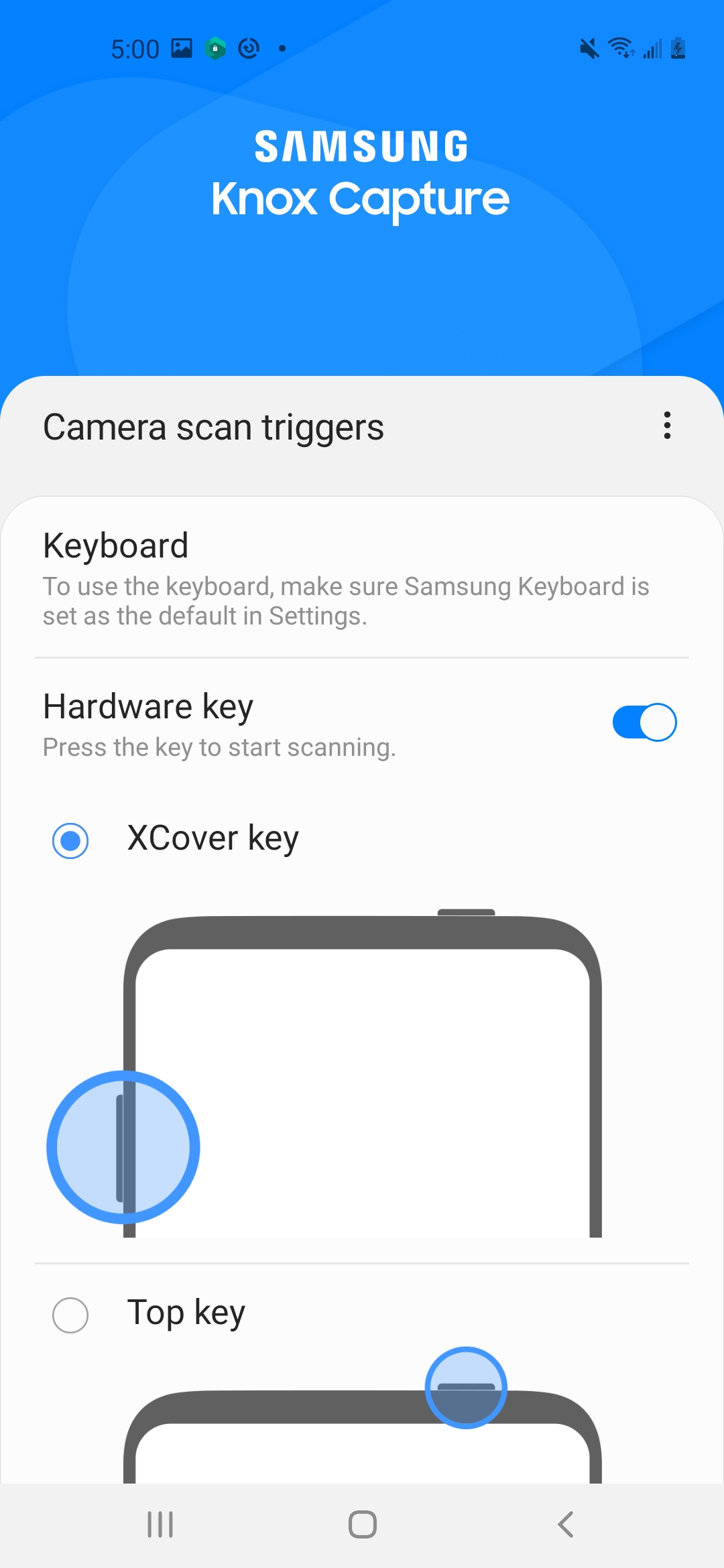 The hardware key setting