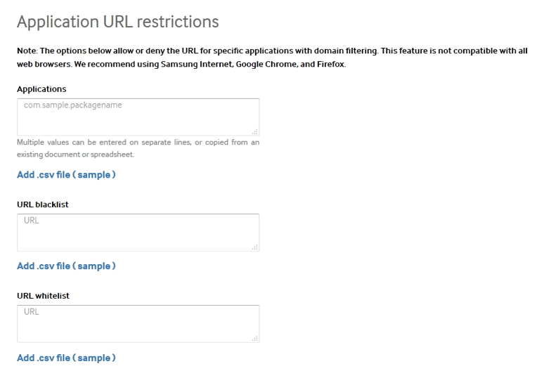 URL restrictions