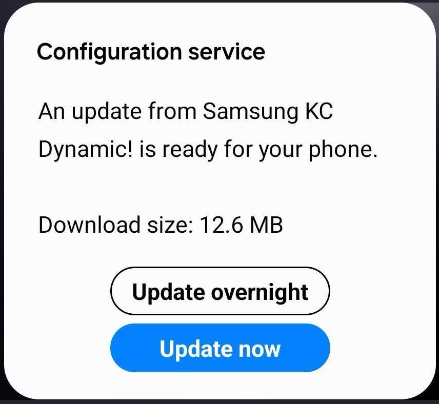 configuration service updated screen