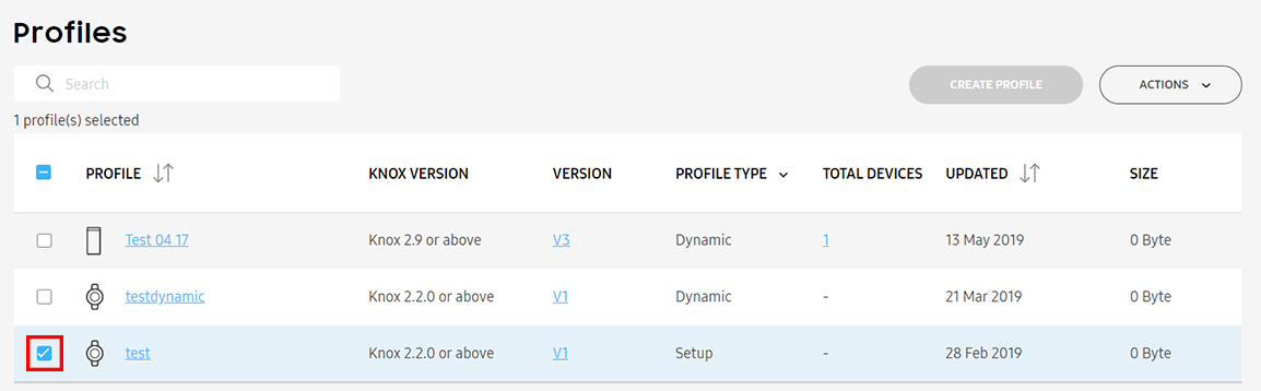 Select target profile