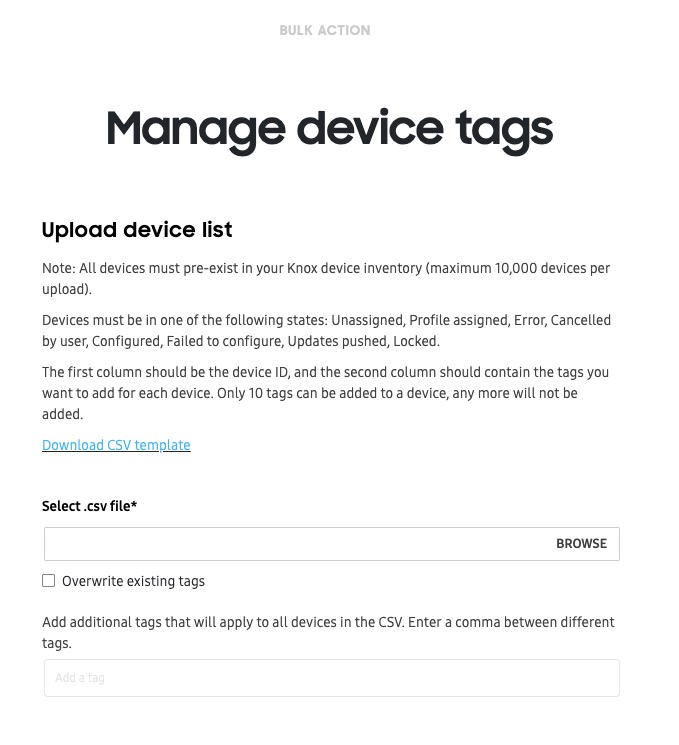 Device tags bulk
