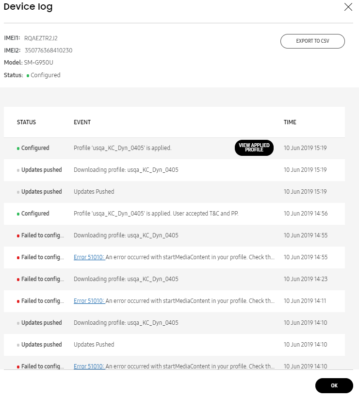 Device log