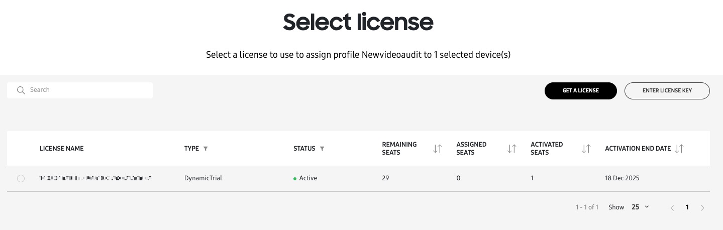 select license for devices