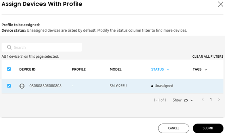 Select target devices