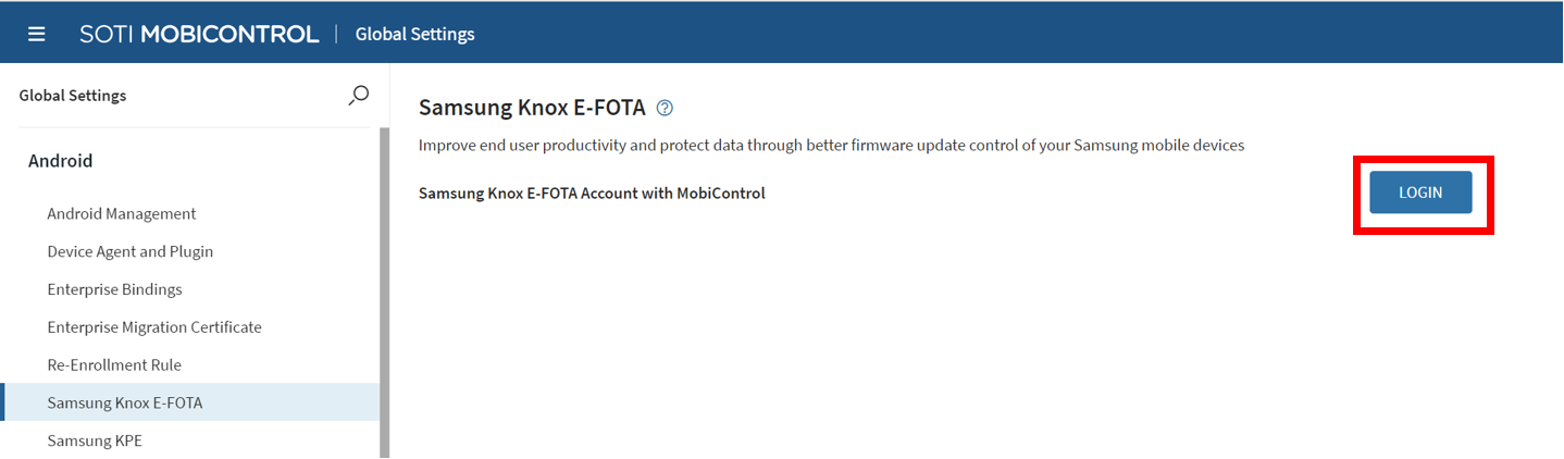 Knox E-FOTA setup in SOTI MobiControl