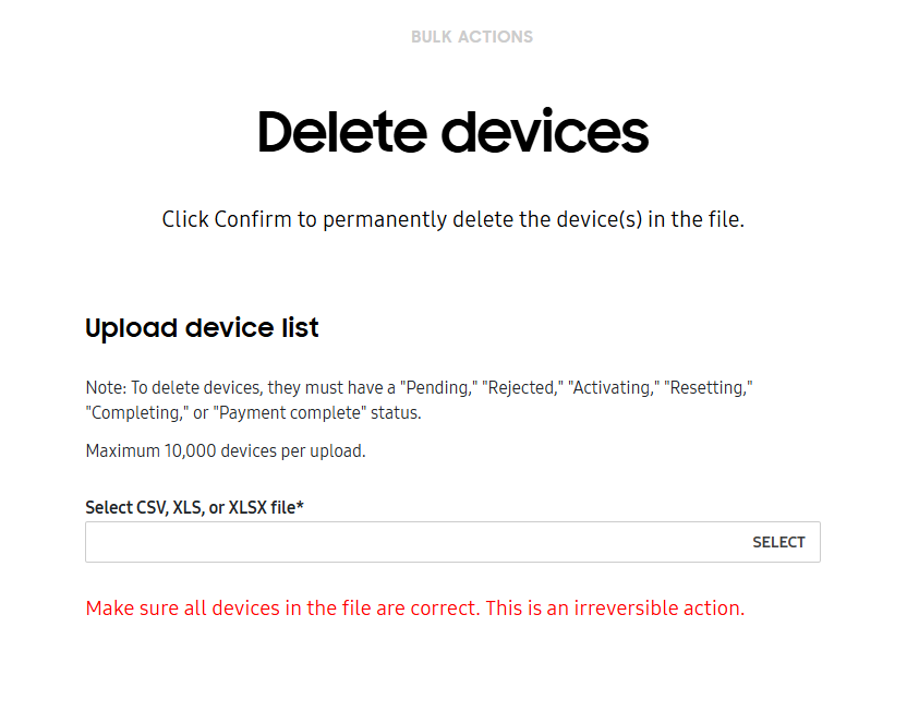 Delete device in bulk.