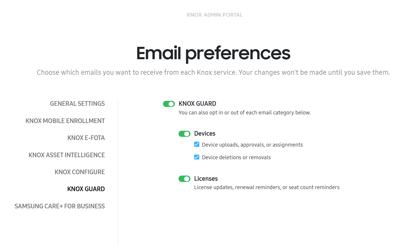 Configure email preferences.