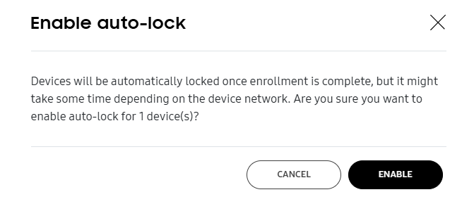 Enable auto lock for select devices.