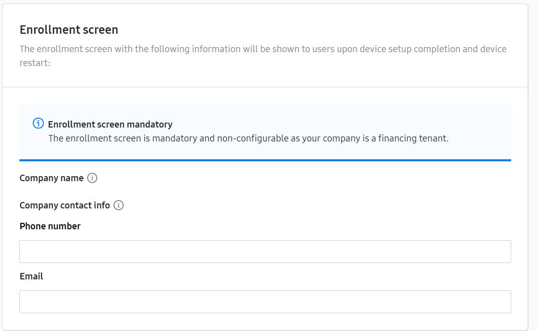 Configure enrollment screen.