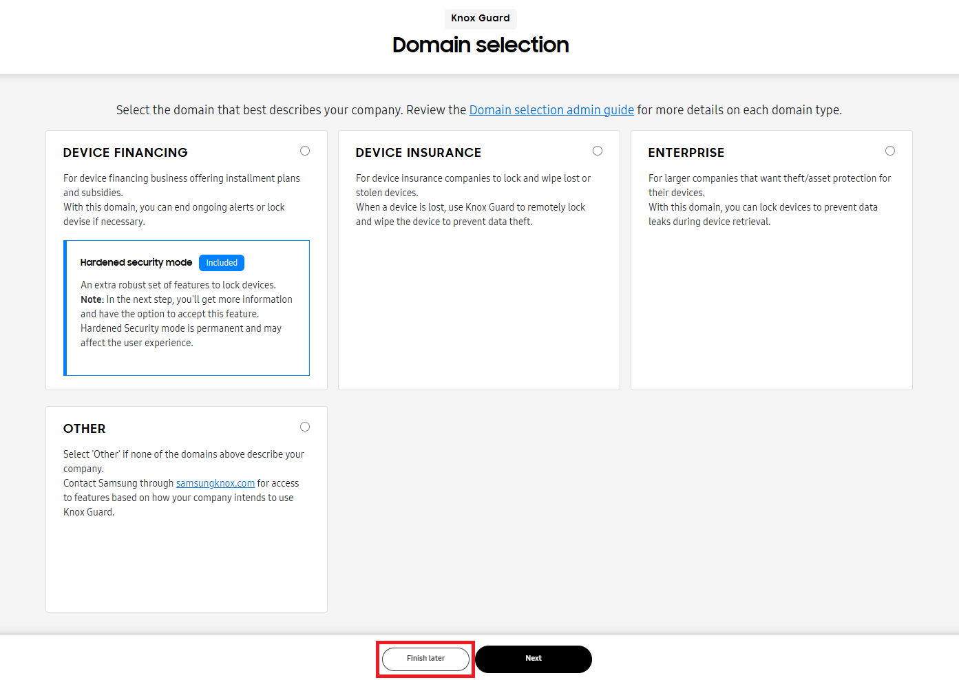 Finish setting up domain later.