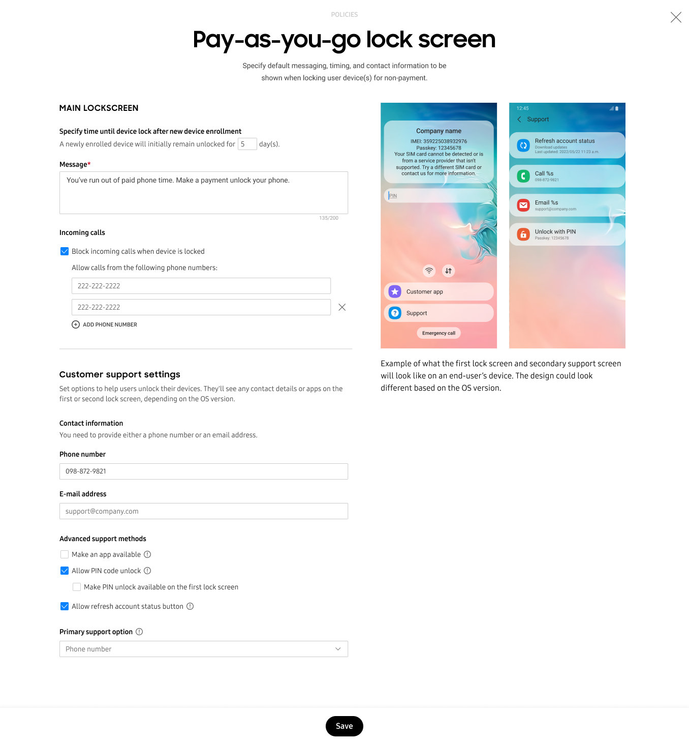 Pay-as-you-go lock screen.