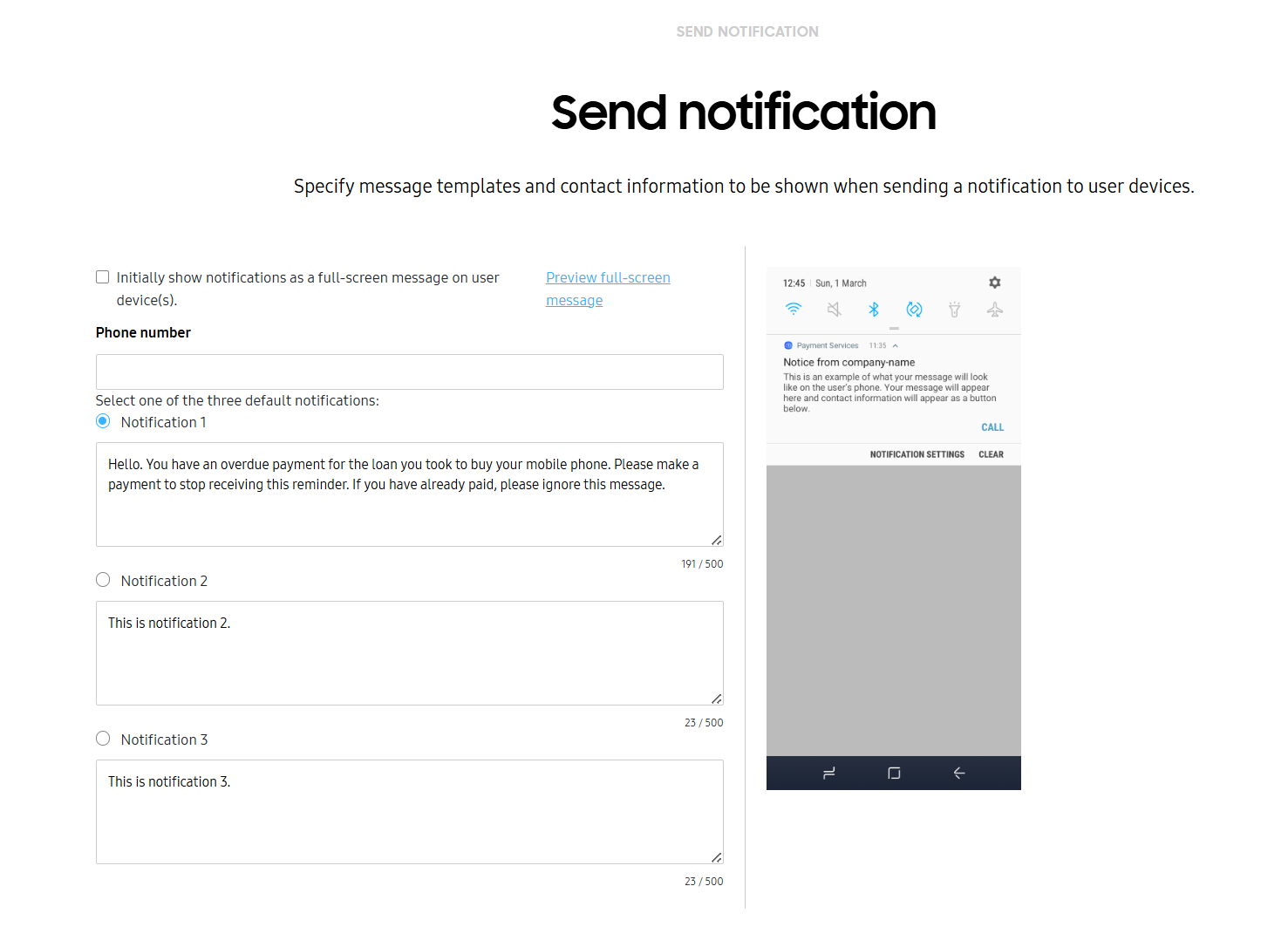 Configure notifications to send.