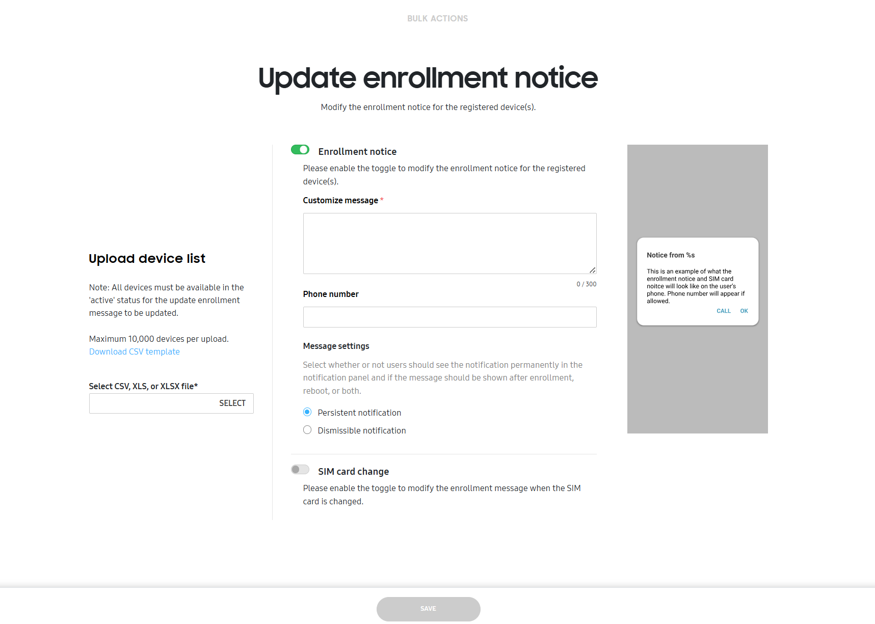 Update enrollment notices in bulk