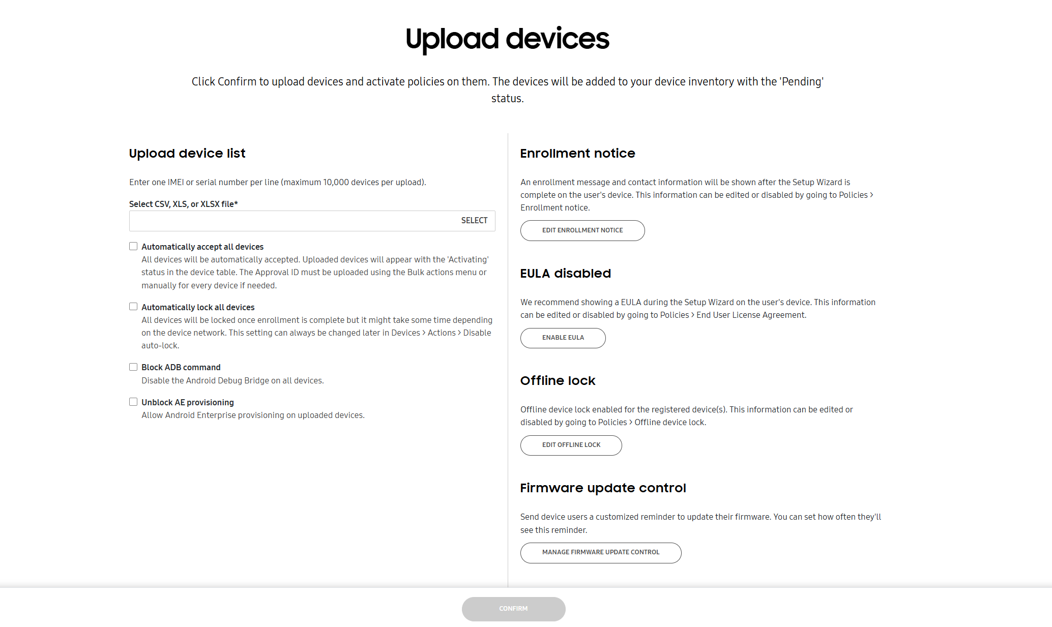Upload devices to Knox Guard.