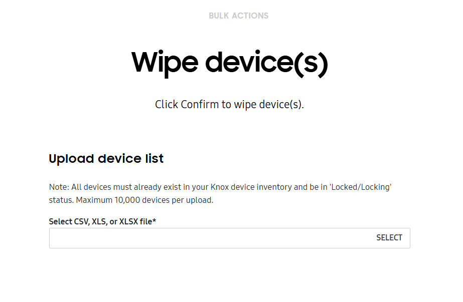Wipe devices using bulk actions.
