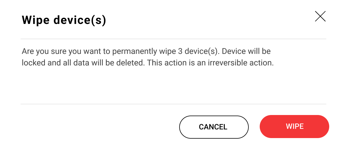 Wipe devices popup