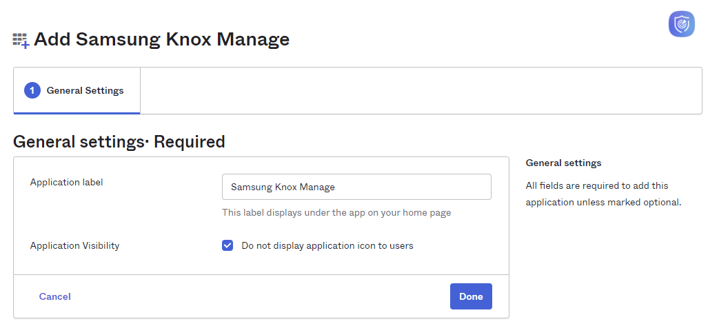 General settings for the app