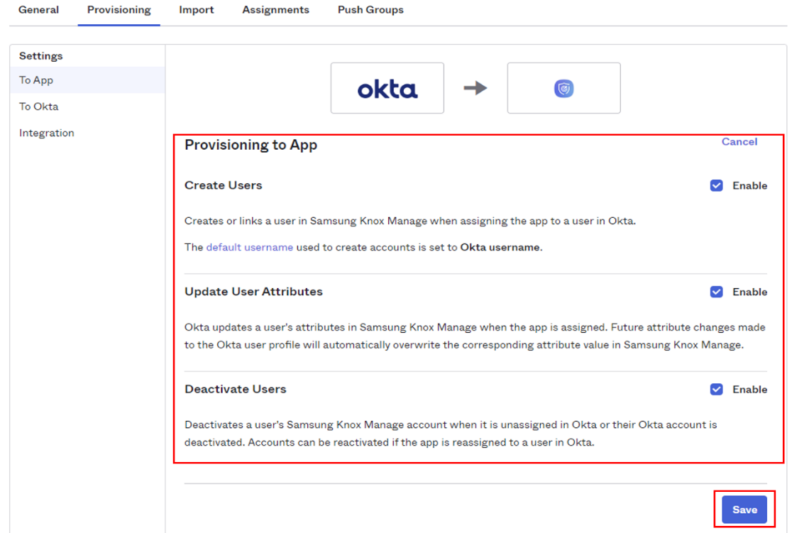 Specify provisioning options