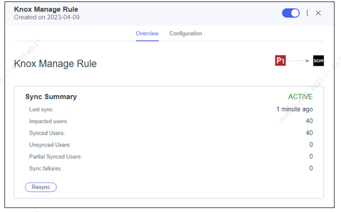 Rule sync summary