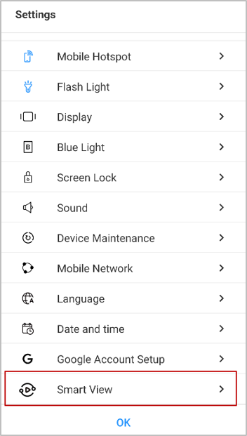 The Kiosk Wizard in the Knox Manage console displaying the Smart View option.