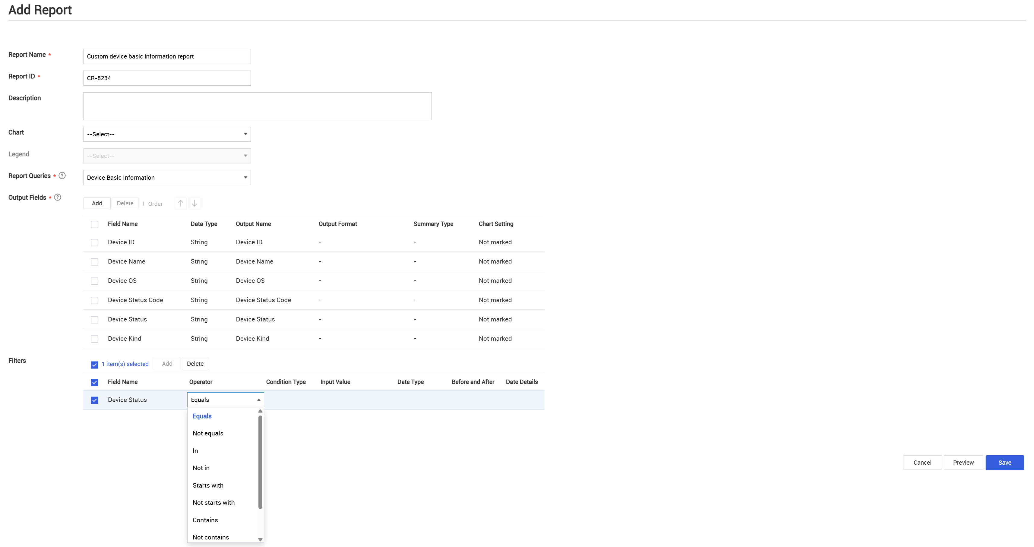 Create a new report