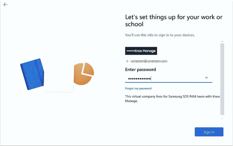 Entering the Entra account password in the OOBE flow.