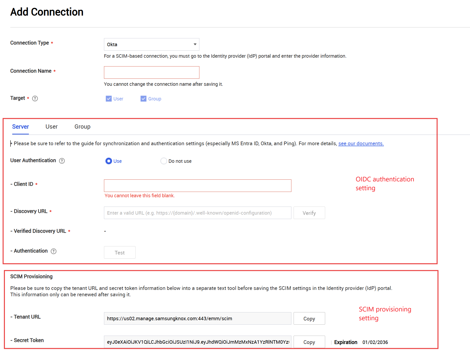 Configure OIDC authentication and provisioning settings