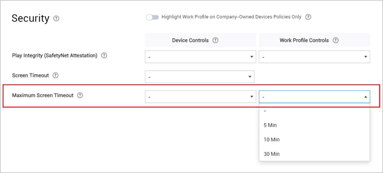 Timeout settings in the Knox Manage console