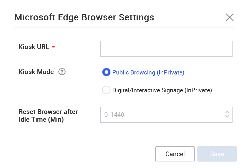 Setting the Microsoft Edge policies on the Set Policy page.