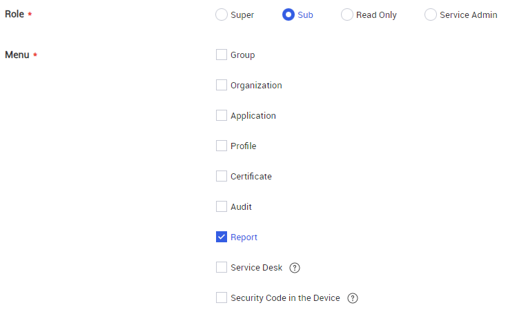 Option to provide sub-admins access to reports in the  Knox Manage console