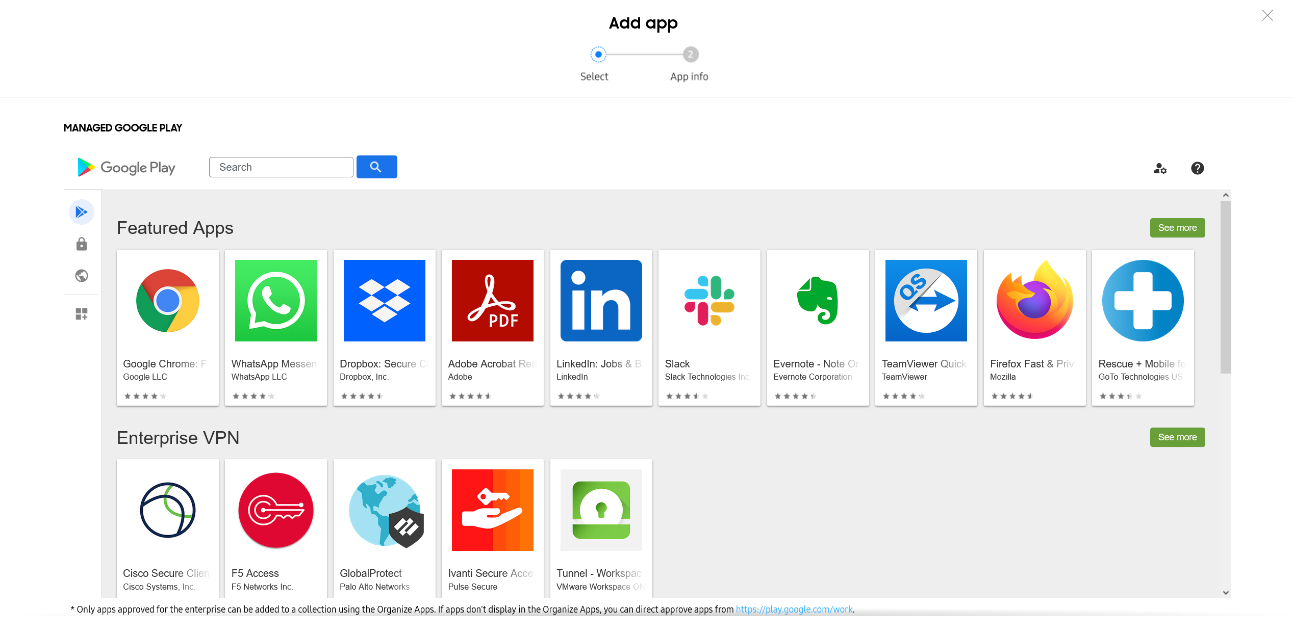 Managed Google Play page