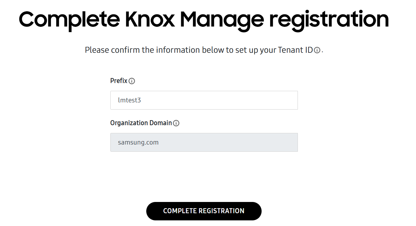 A screenshot of the tenant registration.