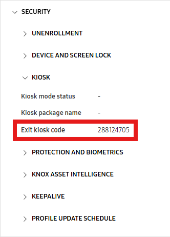 Exit kiosk code