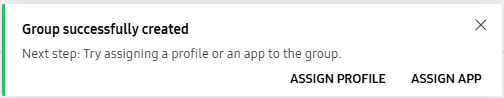 Group succesfully created notification