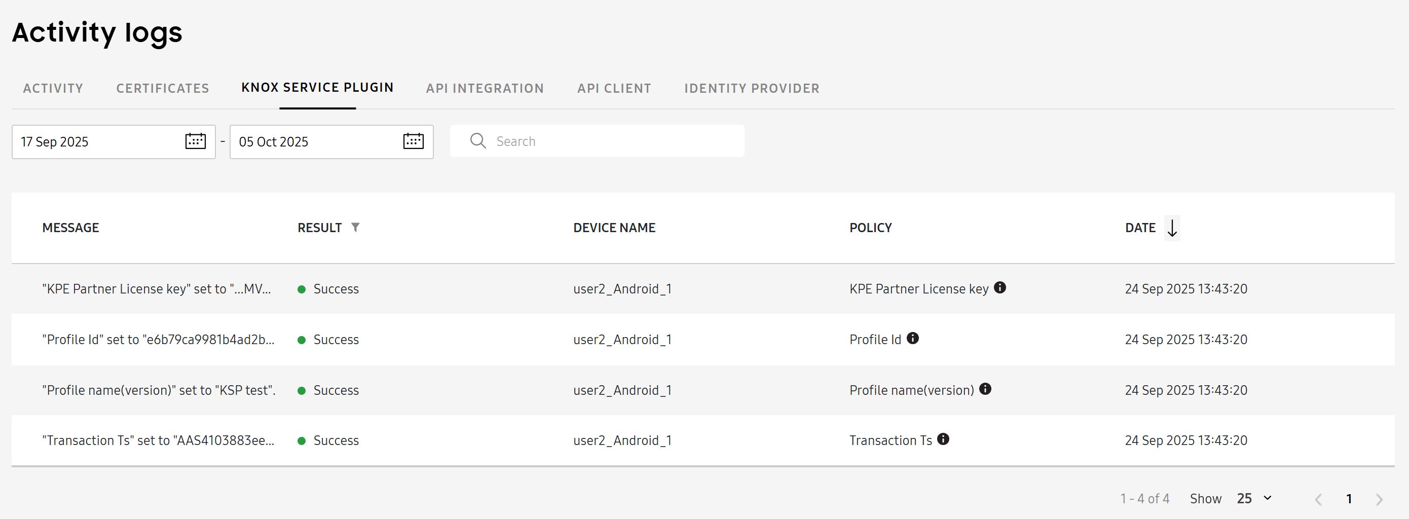 The Knox Service Plugin logs.