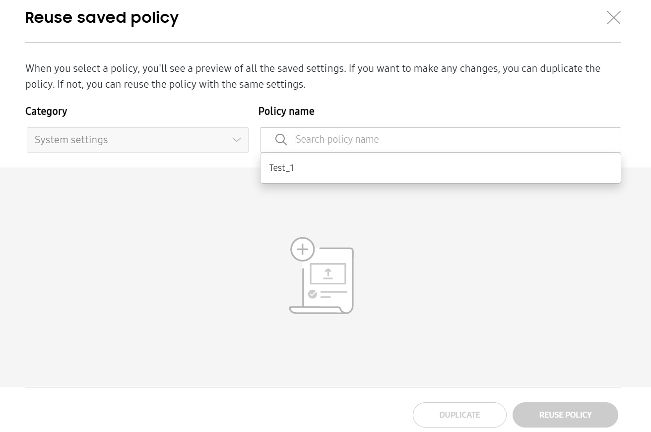 The reuse policy pop up