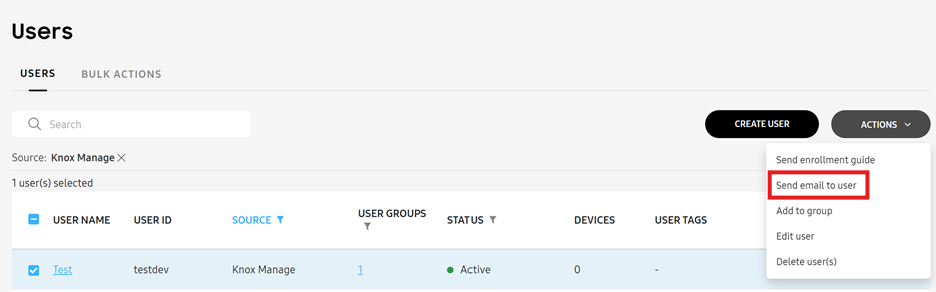 Send email to user