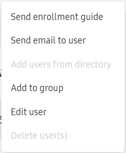 ACTIONS menu