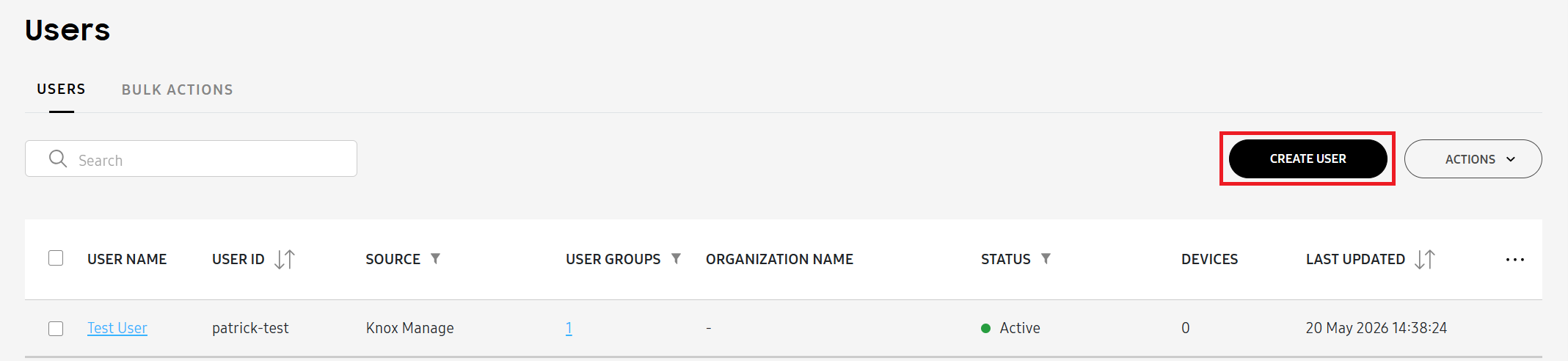 Users page