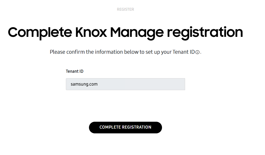 A screenshot of the tenant registration.