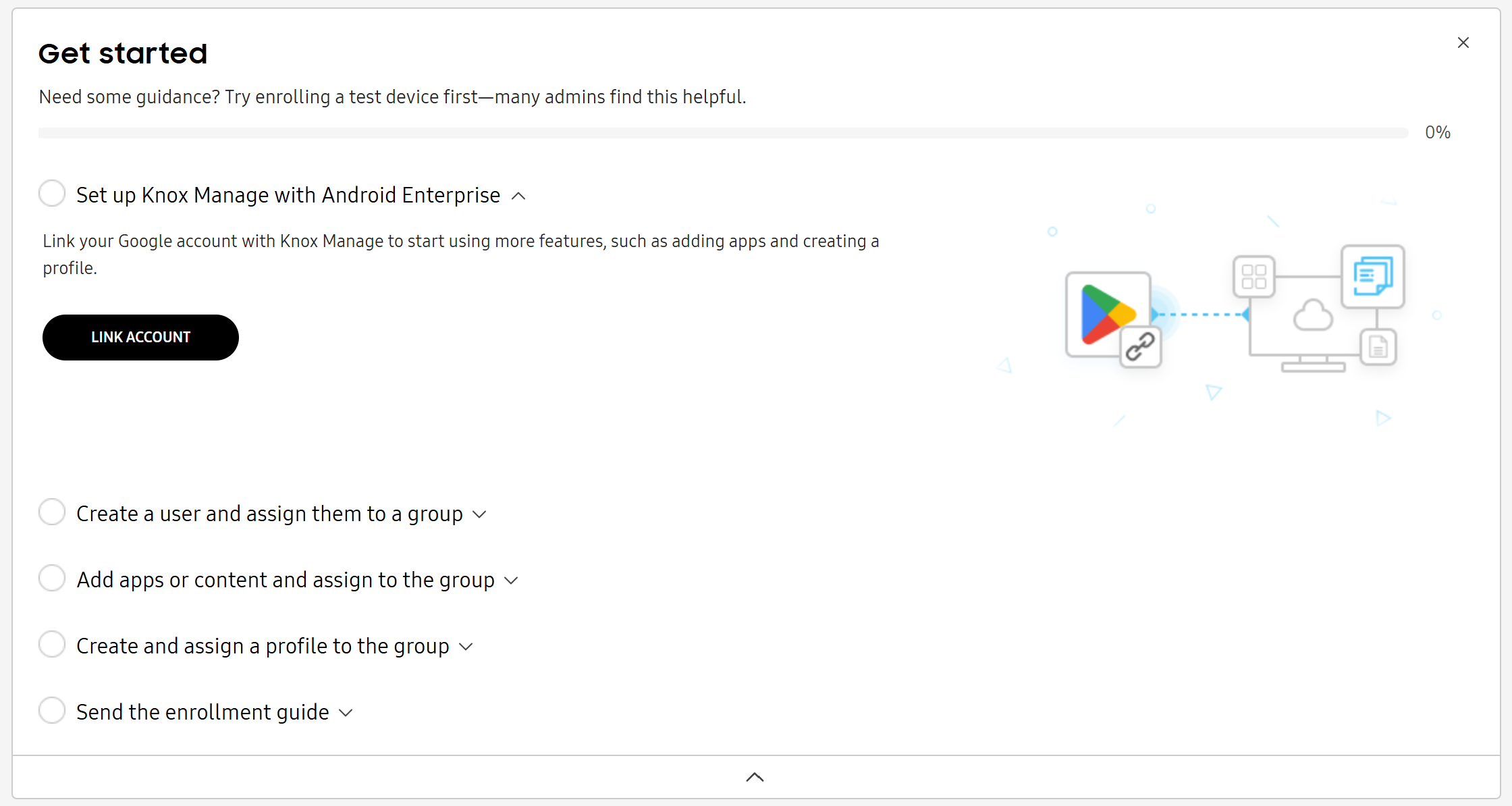 A screenshot of the get started checklist.