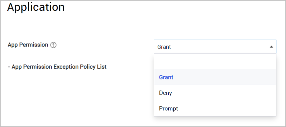 App permissions menu