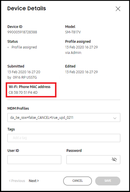 display non-randomized Wi-Fi MAC address